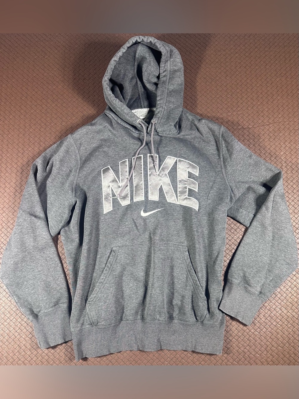 Nike Vintage Gray Pullover Hoodie Sweatshirt Size Large Vtg Y2K